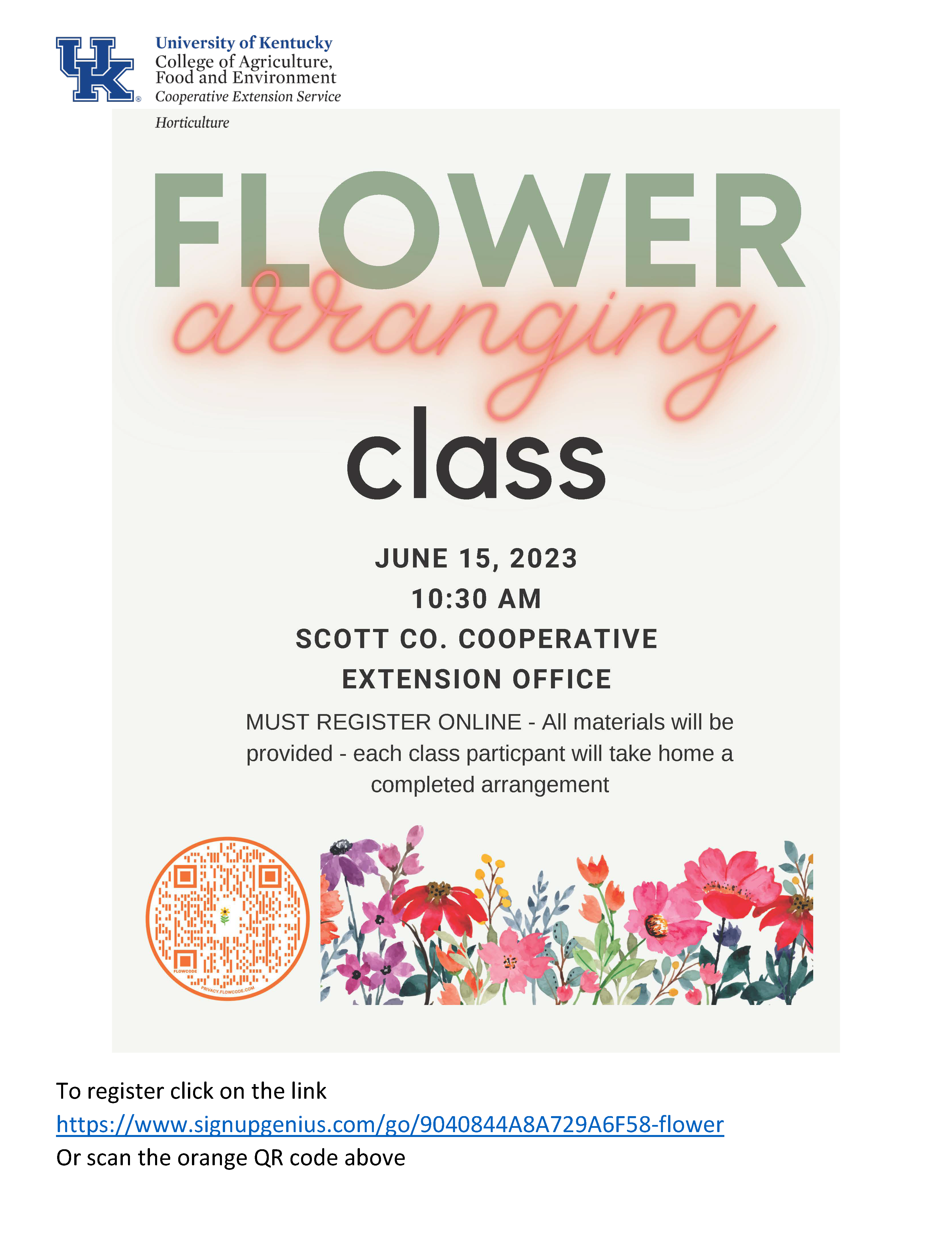 flower arranging class flyer