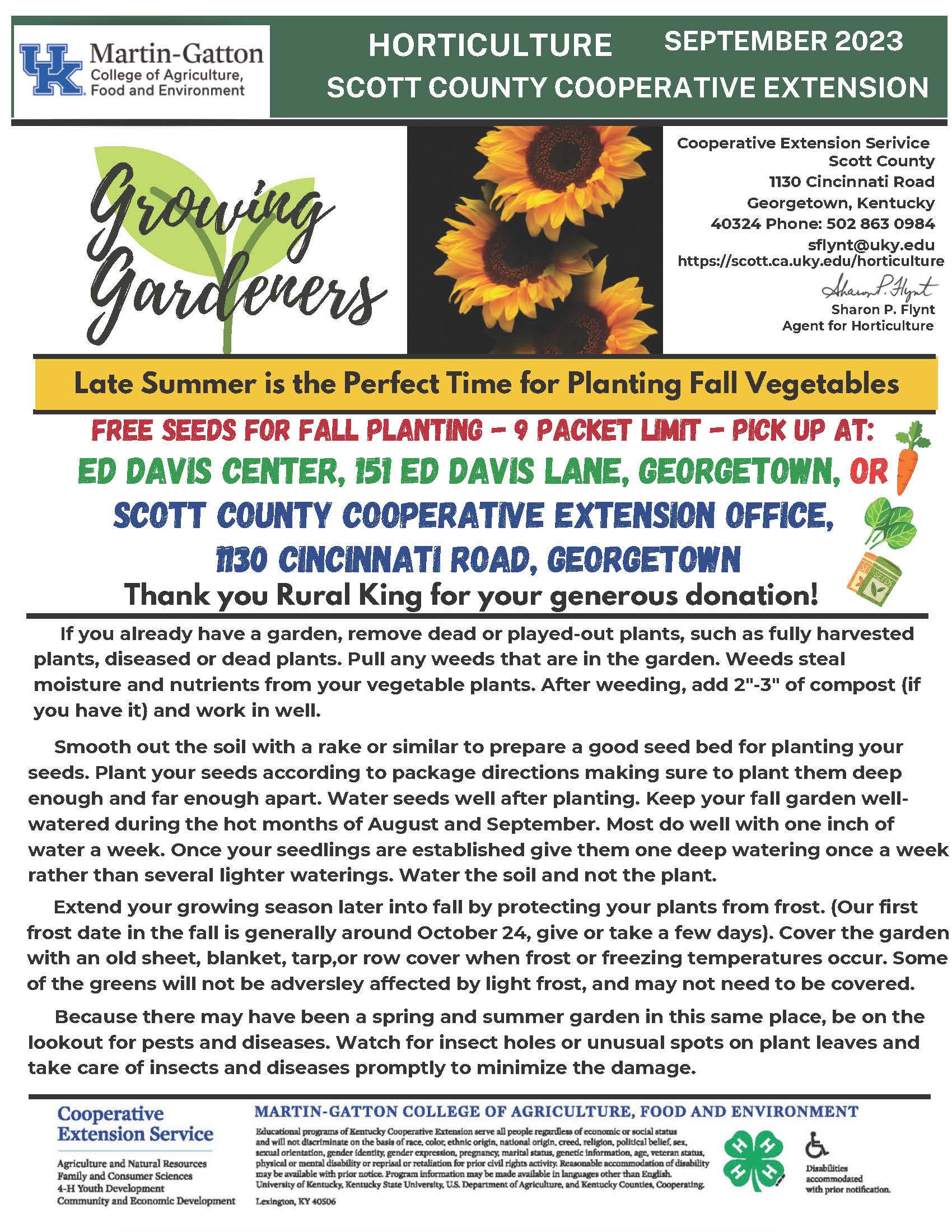 September 2023 Growing Gardeners Newsletter Preview. Click download for full pdf.