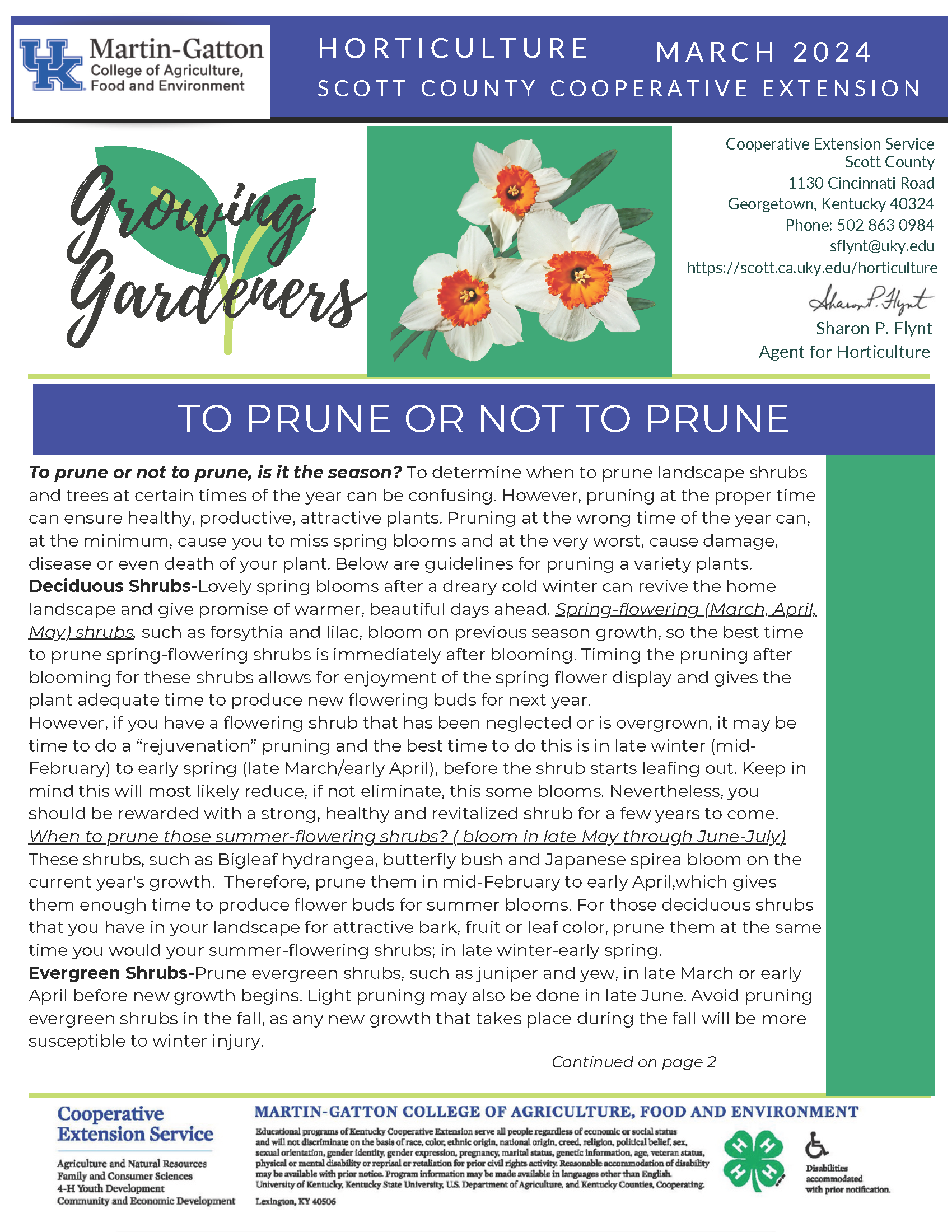 FRONT PAGE OF 2024 HORT MARCH NEWSLETTER